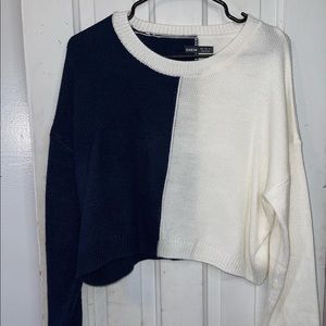 White and blue SHEIN sweater
